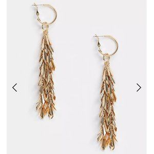 ASOS DESIGN hoop earrings with folded pendant drops in gold tone